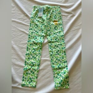 St. Patrick’s Day Leggings Size XS 4/5 Green Flowers Clovers Girl Pants